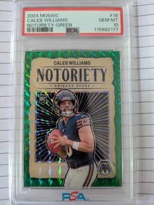 2024 Mosaic Caleb Williams Rookie Card #18 NOTORIETY GREEN Prizm PSA 10 - Picture 1 of 2