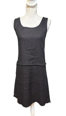 Платье-футляр S Max Mara льняное с глубоким круглым вырезом черное размер 4 - Изображение 1 из 4