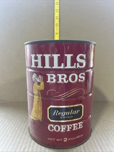 Lata de café Hills Brothers 2 libras publicidad vintage sin tapa - Imagen 1 de 6