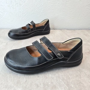 Finn Vivero Comfort Maryjane Shoes 7.5 Black Leather Lolita Preppy Dress Loafers - Picture 1 of 11
