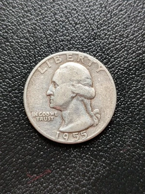 Washington Quarter 1955 P - One (1) 90% Silver Quarter, Circulated, Ungraded - Image 1 of 4