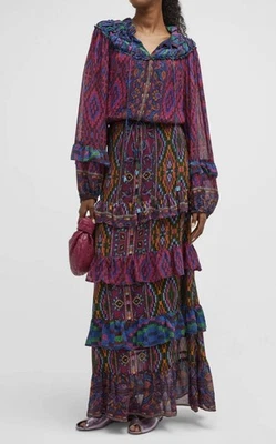 Farm Rio Beaded Mixed Tapestry Scarf Maxi Dress Size S $330  Anthropologie - Image 1 of 4