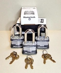 Lot of 3 Master Lock 11KALF Commercial Padlocks – Keyed Alike – New In Box - Picture 1 of 8