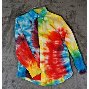 IZOD Damen Tie-Dye Button Down Shirt S Baumwolle Langarm Bunt - Bild 1 von 9