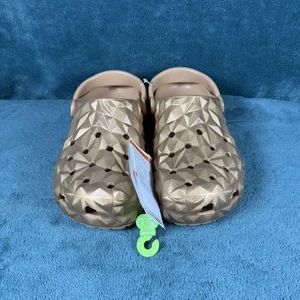 Crocs Unisex Gold Metallic Diamond Textured Clogs Size M8/W10 Comfortable Casual - Picture 1 of 6