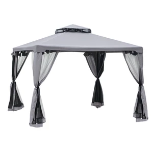 Outsunny 3 x 3 m Metal Gazebo Garden Outdoor 2-Tier Roof Marquee Party Grey - Picture 1 of 11