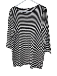 Chicos Black White Stripes 3/4 Sleeve Blouse sz 3 / 16 XL  (15 - Picture 1 of 5