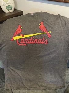 St. Louis Cardinals T-Shirt Mens XL Majestic MLB Grey W/cardinals On Bat S/S - Picture 1 of 15