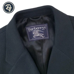 Mens 46 L Burberry 100 % Cashmere Solid Navy Blue Over Coat Made USA - Picture 1 of 15