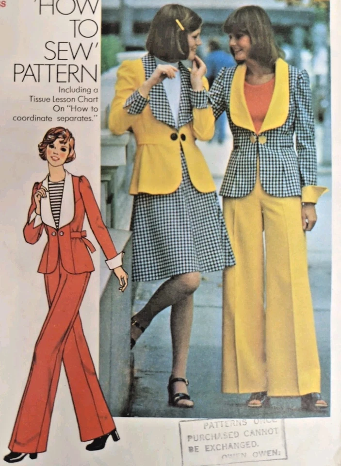 Vintage 1970s Simplicity 6767 Jacket Skirt Trousers Sewing Pattern B34" W26.5" - Image 1 of 3