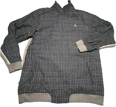 Chaqueta de Pista Air Jordan Vintage a Cuadros Talla 2XL Negra Azul Bolsillos Internos XXL Rara Foto 1 de 4