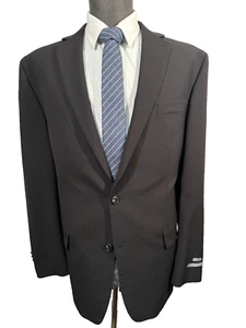 New PERRY ELLIS Mens Black ATHLETIC FIT STRETCH Sport Coat Blazer Jacket 44L - Picture 1 of 10