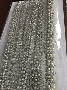 Zari border Silver Stone Work Trim zari BorderLace 2 Yard - Picture 1 of 1