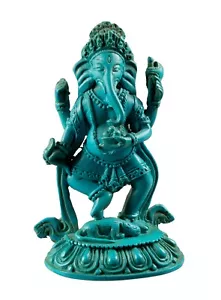 Ganesh Statue Tanzendes Harz blau 12 cm - Handarbeit Nepal # 7584 - Bild 1 von 7