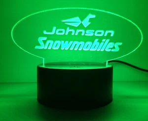 Johnson Vintage Snowmobile Laser Engraved Acrylic Lighted Desktop Remote Sign - Picture 1 of 6