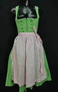 Leichtes Dirndl Sommerkleid Wenger grün Baumwolle Herzborte und Schürze Gr.32 - Bild 1 von 8