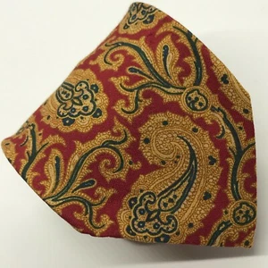 Vintage BROOKS BROTHERS Brooksgate 58L Silk Red Gold Paisley Necktie Made in USA - Picture 1 of 4