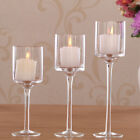 Set of 3 Tall Glass Elegant Candle Holders Centrepiece Tea-Light Wedding Candles