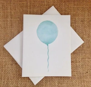 Green Balloon- Eco Friendly Greeting Card Hand Made 100% recycled paper - Picture 1 of 3