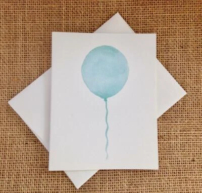 Green Balloon- Eco Friendly Greeting Card Hand Made 100% recycled paper - Image 1 of 3