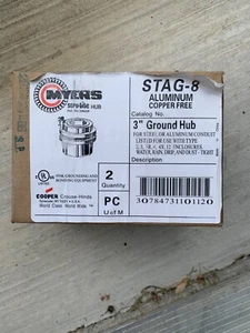 (2) NEW IN BOX Eaton Crouse-Hinds series Myers STAG-8 ground hub, Aluminum, 3" - Picture 1 of 5
