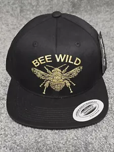 Bee Wild Mom Trucker Hat Cap Black Snapback Y2K Hippie Flower Birds Bees Mesh - Picture 1 of 4