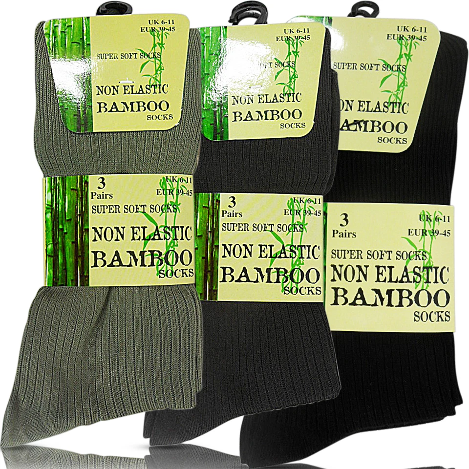 3/6 PAIR PACK MENS FINE ANTI BACTERIAL NON ELASTIC DIABETIC BAMBOO ANKLE SOCKS