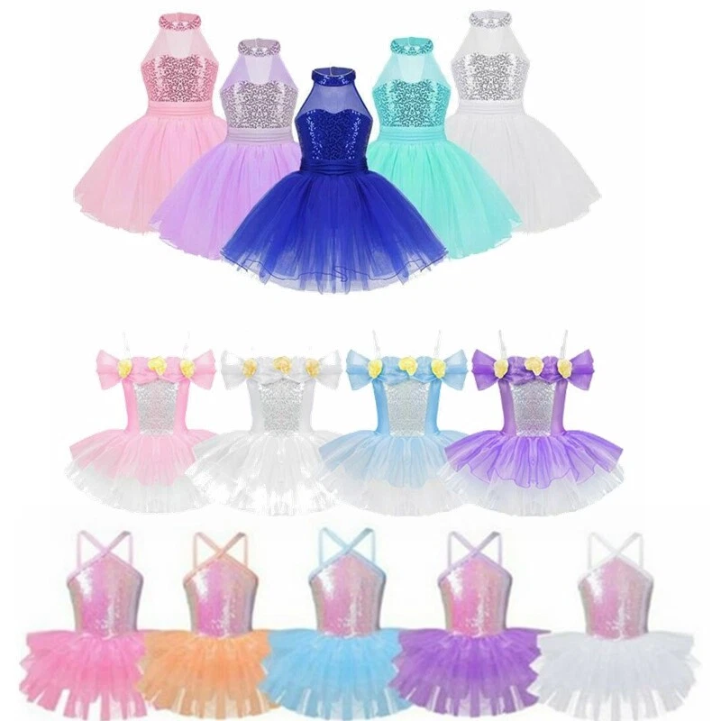 UK Kids Girls Ballet Dance Tutu Dress Leotard Sequin Mesh Tulle Skirt Dancewear - Image 1 of 1