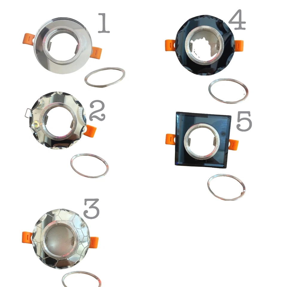 GU10 Einbaurahmen Schwarz & GlasLED Einbaustrahler Kristall Glas Einbauspot 230V - Bild 1 von 1
