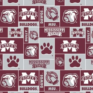 Mississippi State Bulldogs Geometric Fleece Fabric-NCAA Fleece Blanket Fabric - Picture 1 of 1