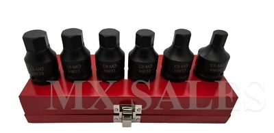 6pc 3/4” Dr. Jumbo Sturdy Hex Allen Socket Bit Cr-MO 14,17, 19, 21, 22, 23mm - Image 1 of 2