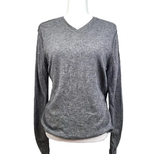 LXRI CASHMERE DESIGNER KNIT SWEATER Sz Mens M Gray V Neck 100% CASHMERE - Picture 1 of 7