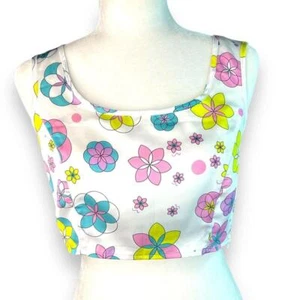 Oceanus Revolve White Floral Crop Top M Satin Tank Y2K Style NWT - Picture 1 of 11