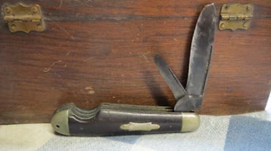 Electric Cut Co Newark, NJ 1890-1910 2-blade Pocket knife, ebony wood handle - Picture 1 of 8
