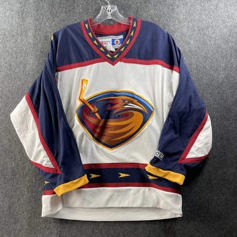 Vintage Atlanta Thrashers CCM NHL White Hockey Jersey Men's Size Small EUC Cover
