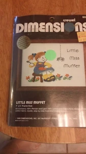 Vintage Abmessungen Crewel Set Little Miss Muffet 5x7 Perser Wolle Garn 6006-Neu in Verpackung - Bild 1 von 3