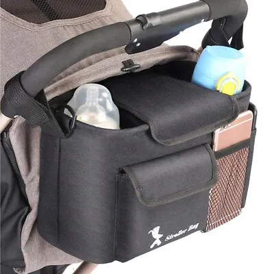 Baby Stroller Organiser Bag Mummy Pram Storage Buggy Storage Cup Bottle Holder . • 13.69£