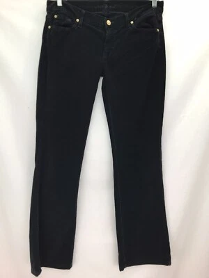 Pantalones de pana para mujer 7 For All Mankind hechos en EE. UU. 32x31 negros (etiqueta 30 Foto 1 de 4
