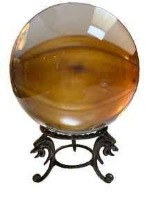 Antique Victorian Ornate Fancy Crystal Ball on Metal Stand Griffin Dragon Heads - Picture 1 of 7