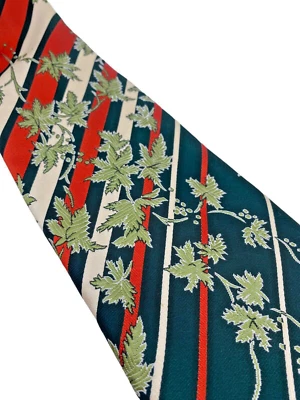 Corbata de hierba vintage años 70 texturizada hoja de planta ancha roja verde blanca Bond Foto 1 de 4
