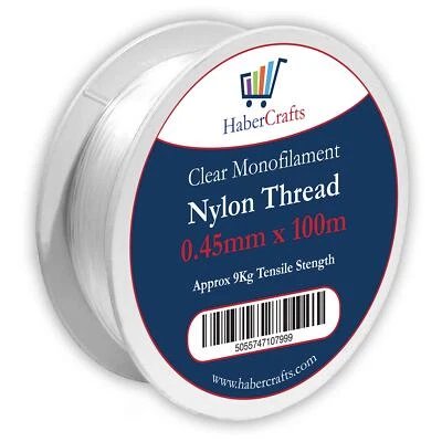 0.45mm Clear Fishing Wire Nylon Non Stretch Beading Transparent Cord Invisible - Image 1 of 4