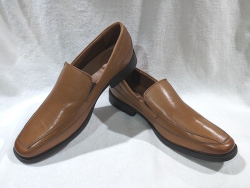 Mocassini slip on Clarks da uomo senza tilden marrone scuro taglia 11 5 nuovi con etichette