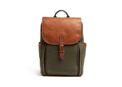 Mochila ONA The Monterey de cuero/lona encerada, oliva y coñac antiguo Foto 1 de 4