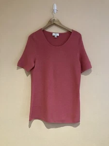 Peter Hahn Womens Pink Ribbed Short Sleeved Long Jumper Size 16 - Picture 1 of 6