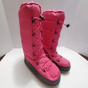 Khombu Stiefel Damengröße 9 M Schneehase rosa schwarz wattiert Schnürung hoch Winter - Bild 1 von 13