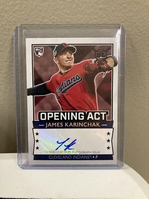 James Karinchak 1st Auto! 2020 Topps Big League Opening Act Rookie Indians RARE - Image 1 of 2