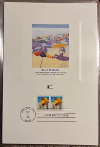 USA FDC Fleetwood Proofcard 1990 Beach Umbrella Florida 15-cent Scott 2443 - Picture 1 of 1