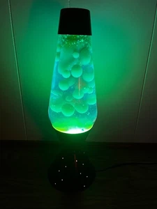 Vintage Thick Lava Lite Lamp Black with Blue Liquid and Yellow Lava - Picture 1 of 4
