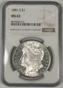 1881-S Morgan Silver $1 Dollar Coin NGC MS 63 - Picture 1 of 2