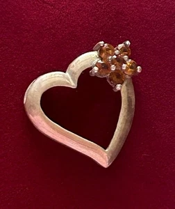 Vintage Sterling Silber 925 Herz Anhänger braun Granat Anhänger - Bild 1 von 8